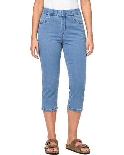 Image of Vetinee Women's Jeans Cropped Jeggings Breezy Blue Size Large Fits UK 16-18