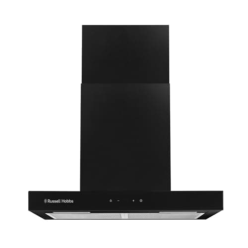 Image of Russell Hobbs 60cm T-Shaped Cooker Hood in Black with 3 Speed Settings with 2x Washable Aluminium Filters, Extraction or Recirculation, Boost Function, ECO LED Lights A++ Energy Rating, RHGCH603B