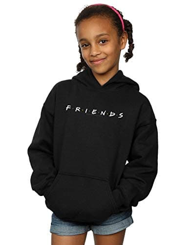 Image of Absolute Cult Friends Girls Text Logo Hoodie Black 12-13 years