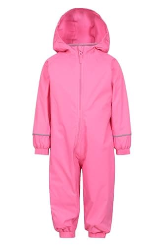 Image of Mountain Warehouse Spright Junior Waterproof Rain Suit - Extra Warm with Taped Seams & Fleece Lining, For Boys & Girls - Spring Summer, Wet Weather, Outdoors Pink Baby Size 6-9 Months