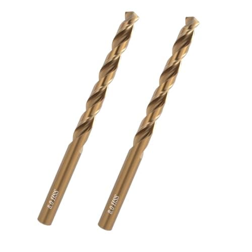 Image of 2PCS 8mm HSS Cobalt Drill Bit, Professional Jobber Twist Drill Bits for Metal, Stainless Steel, Cast Iron, Alloy, Durable Steel Drill Bits for Hard Steel with 135° Split Point Precision
