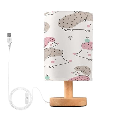 Image of Sevdomey Cute Hedgehog Bedside Table Lamp with USB Port, No Bulb Needed, Warm LED Light for Bedroom, Living Room, Office - Bedside Table Lamp for Reading, Study, Decor