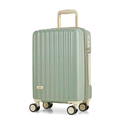 Image of Rock Primrose Small Hard Shell Cabin Suitcase in Green - Lightweight & Stylish Design, 360 Swivel-Wheels & TSA Combination Lock - 55x37x22.5cm 33L Capacity