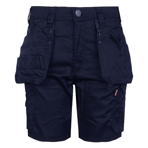 Image of TuffStuff - Proflex Work Shorts, 36" Waist (Navy) - Slim Fit, 8" Inseam, Stretch Fabric, Triple-Stitched, Reinforced Tool Pockets, YKK Zip - Durable Easy Care Summer Workwear - Functional Design