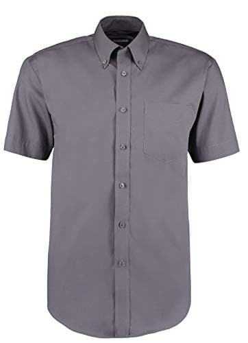 Image of Kustom Kit Mens Short Sleeve Corporate Oxford Shirt Charcoal 15.5