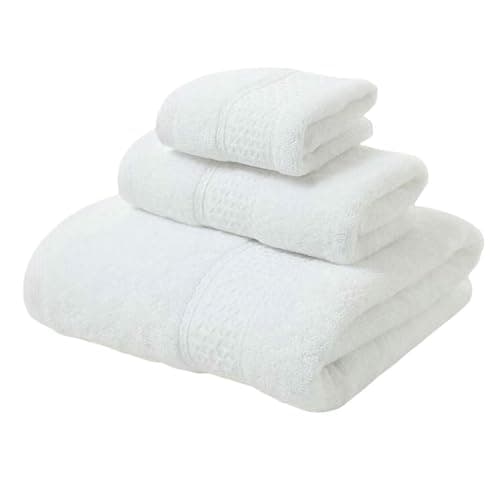 Image of CMLDJBD Bath Towel Bath Towel Set 3 Piece Set Highly Absorbent Soft Cotton Smooth Bathroom Shower Large Bath Towel-white-3pairs