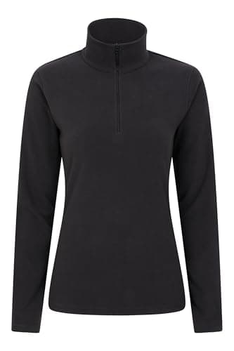 Image of Mountain Warehouse Camber Half Zip Women's Fleece - Lightweight, Warm & Cosy Half Zip Sweatshirt - Best for Spring Summer, Camping, Outdoors, Travelling & Hiking Black (Plain) L