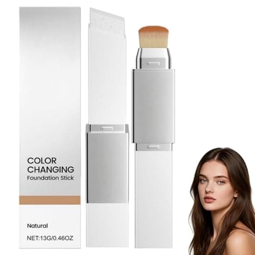 Image of 2-In-1 Colour Changing Foundation Stick,Korean Foundation Stick With Brush,F-oundation Stick Full Coverage,Waterproof Long-Lasting,Lightweight Blendable Creamy,Suitable For All Skin Types,(Natural)