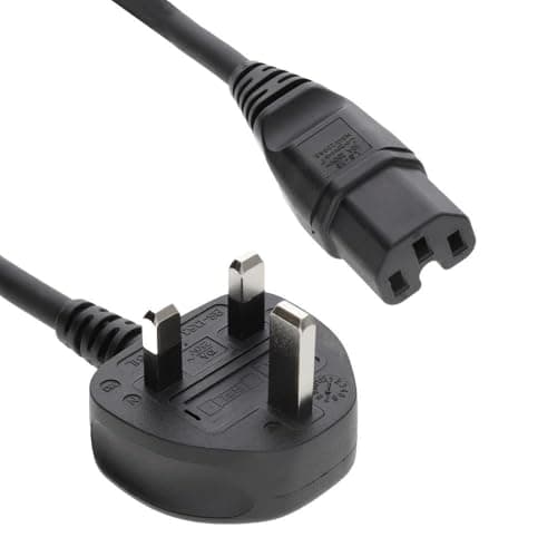 Image of kenable Power Cord UK Plug to C15 HOT IEC Kettle Lead High Temperature Cable VDE Approved H05RR-F 13A Fused 10A Rated 0.5m Black