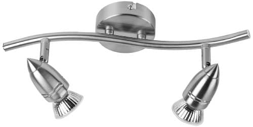 Image of Leyton Lighting GU10 Twin Bar Bullet Spotlight Lamp, Brushed Chrome