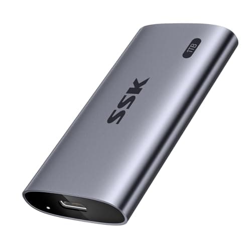 Image of SSK Portable SSD 1TB, up to 2000MB/s External Solid State Drives, USB 3.2 Gen2X2 NVMe SSD External Hard Drive, Ultra Low Power Consumption for iPhone 15/ Macbook/Pro/OTG Phone/Laptops