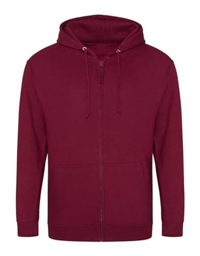 Image of Aremie Mens Zip Up Hoodie, Plain Zipped Hooded Sweatshirt Jacket, Burgundy (M)