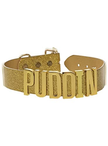 Image of Funidelia | Harley Quinn Puddin Necklace - Suicide Squad for woman Superheroes, DC Comics - Accessories for adults, fancy dress costumes & props for Halloween, carnival & parties - Golden