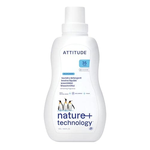 Image of ATTITUDE Liquid Laundry Detergent, EWG Verified, HE Compatible, Plant-Based & Vegan, Natural Laundry Soap, Wildflowers Scent, 35 Loads, 1.05 Litre