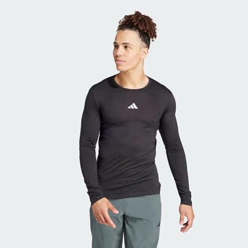 Image of adidas Men's Workout Long Sleeve Tee, Black/White, L