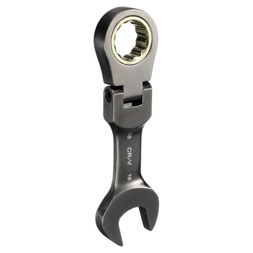 Image of sourcing map Flex Head Stubby Ratcheting Combination Wrench 18mm Metric 72-Teeth CR-V Steel Nickel Plated Flex-Head Ratchet Wrench for Fasteners Nut Bolt