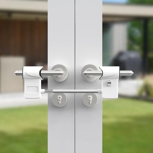 Image of Patio Door Security Lock, High Security French Door Security Lock, Professional Patio Door Locks, Door Safety Locks for French Double Doors Conservatory Doors (White-C)