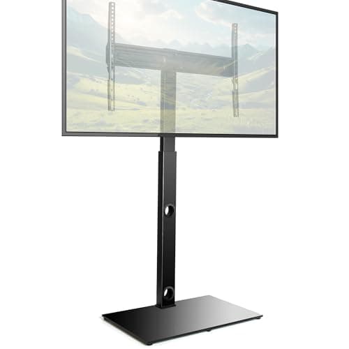 Image of Futura TV Floor Stand for 30–75 Inch TVs, Swivel Bracket & Height Adjustable, Universal TV Stand, Tempered Glass Base, Max VESA 600x400mm, 40kg Capacity & Cable Management