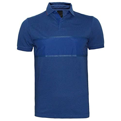 Image of Hackett Men Aston Martin Racing Wings Logo 'Tonal Panel' Polo Shirt Slim Fit (Blue/Red, Medium)