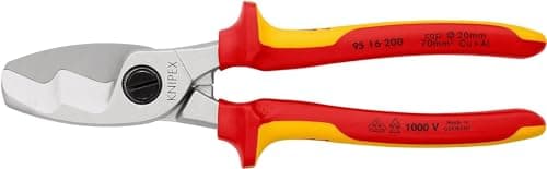 Image of KNIPEX Cable Shears with Twin Cutting Edge Self-Service Card Chrome-Plated Insulated with Multi-Component Grips, VDE-Tested 200 mm, 95 16 200 SB