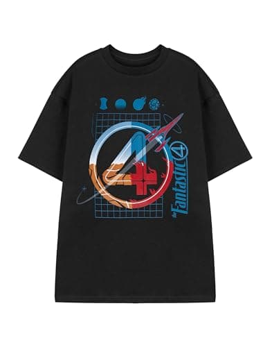 Image of Marvel Fantastic Four Black Short Sleeve T-Shirt | Classic Graphic Tee with Fantastic 4 Design | Casual Wear Crew Neck Top for Men | Marvel Comics Apparel Merch - XX-Large