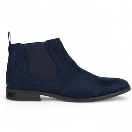 Image of Dolcetto Men's Navy Suede Chelsea Boots Real Leather Lined Slip-On