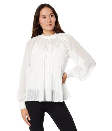 Image of Ted Baker Macenzi Embellished Pleated Neck Top Ivory 2 (US 6)