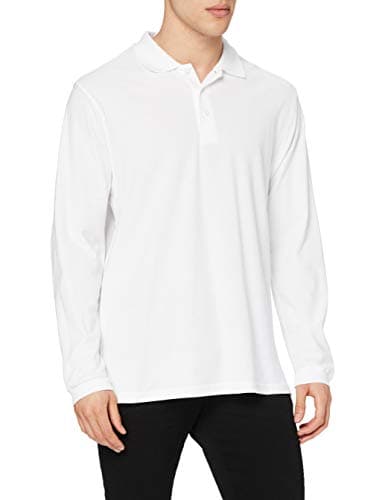 Image of Fruit of the Loom Men's Premium Long Sleeve Polo Shirt, White, X-Large