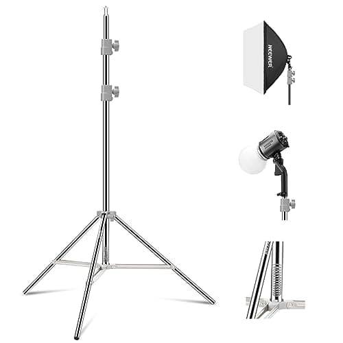 Image of NEEWER Upgraded 75"/190cm Light Stand Stainless Steel Spring Loaded, Foldable Photography Tripod Stand with Stronger Tube Joints for Strobe Softbox LED Ring Light, Max Load 13.5lb/6.5kg, ST-190SS