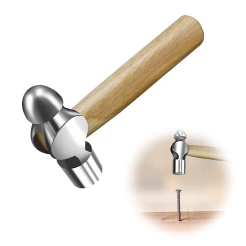 Image of Ball Pein Hammer 14oz/410g, Pin Hammer Stubby Mini Hammers Small Hammers with Wood Handle and Steel Head for Metalworking Crafting Jewelry