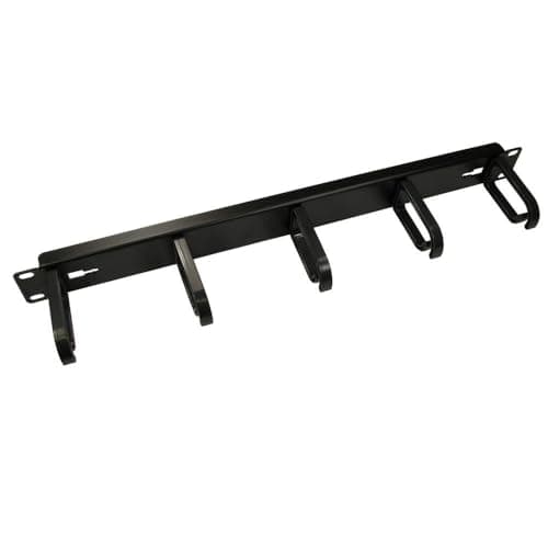 Image of kenable Cable Management Bar 1U with 5 Rings for 19 Inch Data Cabinet Rack Mount - Black