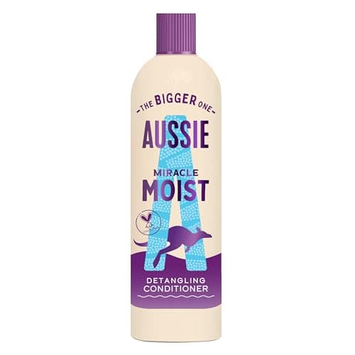 Image of Aussie Miracle Moist Detangling Conditioner 400ml. Moisture-Quenching Formula to Revive and Restore Brittle & Dry Hair. Infused with Australian Macadamia Nut Oil. Vegan and Cruelty-Free
