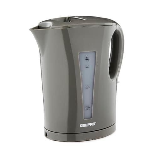 Image of GEEPAS Electric Kettle | 1.7L Cordless Fast Boil Jug Kettle for Hot Water Tea or Coffee | Boil Dry Protection & Auto Shut Off | Illuminated Switch, Cord Storage | 1 Year Warranty, 2200W Grey (Renewed)