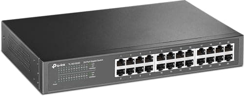 Image of TP-Link TL-SG1024D 24 Port Gigabit Network Switch (Rackmount, 48 Gbit/s Switching Capacity, 24 x RJ-45 Ports, Metal Housing, IGMP Snooping, Unmanaged, Plug and Play) Black