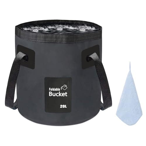 Image of 12L 20L Folding Water Bucket, Outdoor Sports Lightweight Portable Collapsible Bucket for Camping Traveling Picnic Hiking Fishing Boating Gardening Car Washing (20L, Black)