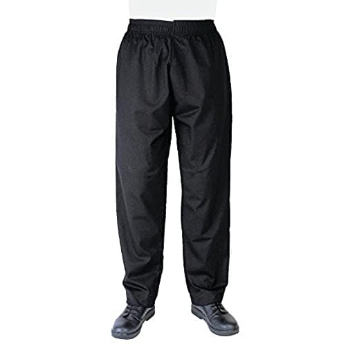 Image of Whites Vegas Unisex Chef Trousers with Elasticated Waistband, Size: M / 34 -36 inch, Black, Polycotton, Professional Appearance, Suitable for Commercial Laundering, A582-M