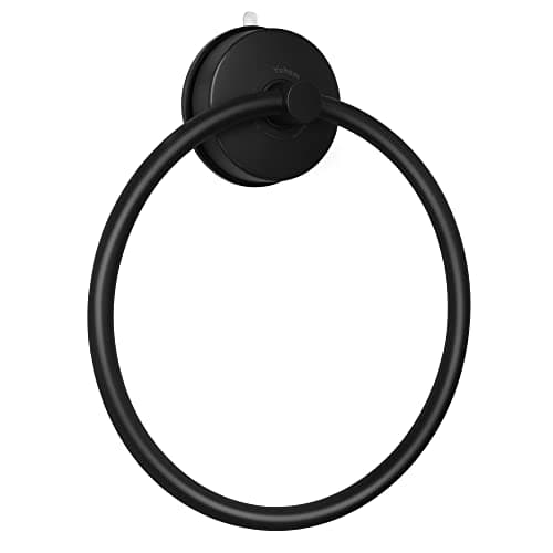 Image of YOHOM Suction Towel Ring - Stainless Steel Sucker - No Drill Vacuum - Round Towel Rail - Matte Black
