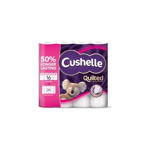 Image of Cushelle Quilted 50% Longer Lasting Toilet Tissue 16 Equals 24 Regular Rolls