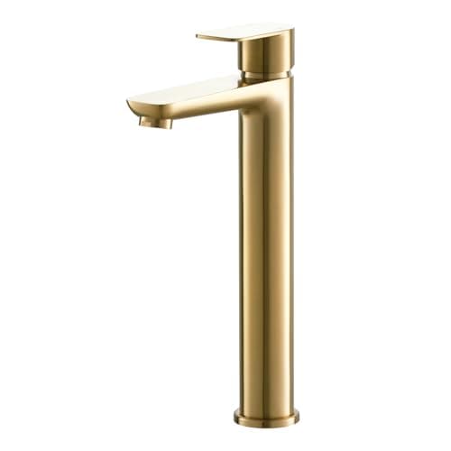 Image of High Rise Basin Mixer Taps, BATHWEST Tall Bathroom Sink Taps Modern Monobloc Single Handle Chrome Brass 922LGO (Gold)