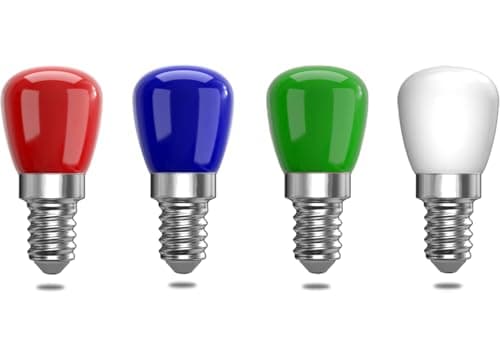 Image of ZFQ E14 Coloured LED Light Bulbs, E14 Decorative LED Bulb, Red, Blue, Green, Warm White, 25 W Bulb Replacement, Decoration for Christmas, Halloween, Party, Gathering, Bar, Ambient Lighting, Pack of 4