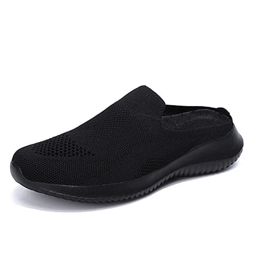 Image of GOSPT Women's Backless Slip on Mesh Sneakers Shoes Ladies Comfortable House Slippers, Black, 5