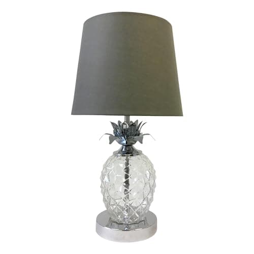 Image of firstchoicelighting Modern Pineapple Design Touch Operated Table Lamp or Bedside Light - Chrome with Grey Shade Touch Lamp LED Compatible 42cm Tall