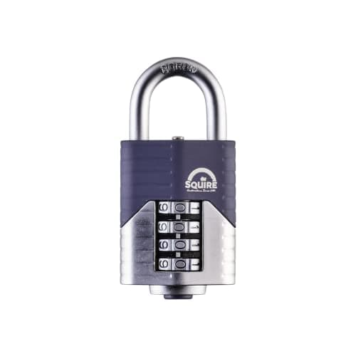 Image of Squire Heavy Duty Padlock (Vulcan Combi 50) - Toughest Open Shackle - 4 Wheel Vulcan Padlock - Steel Cast Alloy for Corrosion Resistance - Weatherproof Lock for Home, School & Shed (Blue, 50 mm)