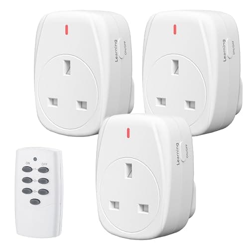 Image of HBN Wireless Remote Control Plug Sockets, 13A/3120W Remotely Control Socket for Christmas Light,Wireless Remotes Light Switch with 30m/100ft Operating Range,3 Pack Sockets and 1 Remote