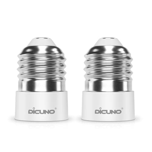 Image of DiCUNO E27 to E14 Socket Adapter, Screw to Small Screw Converter, ES to SES Adopter, Max Wattage 200W, 0~250V, 165 Degree Heat Resistant, 2-Pack