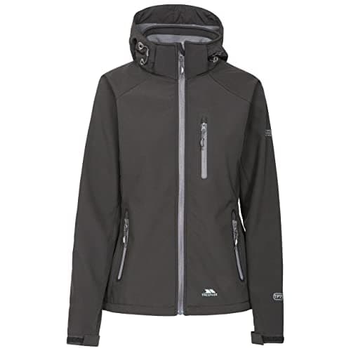 Image of Trespass Womens Softshell Jacket Bela II - Waterproof: 8000mm, Breathable: 3000mvp, Windproof, 3 Low Profile Zip Pockets, Chin Guard, Contrast Zips, Adjustable Zip-Off Hood