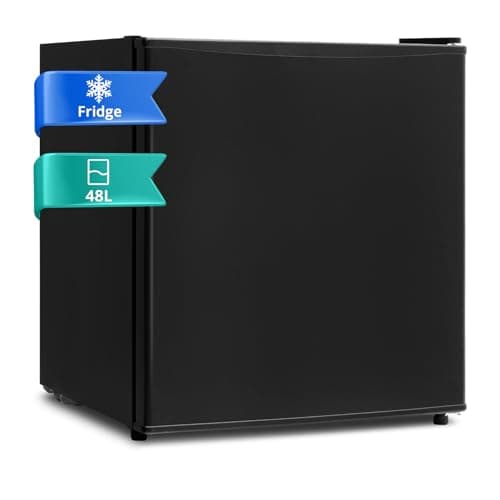 Image of SMETA Mini Fridge with Freezer 46 Litres Mini Fridge Small 39 dB Energy Efficient Thermostat with 6 Levels 0-10 °C White for Dormitory, Office, Bedroom, for Home, Office, Camping