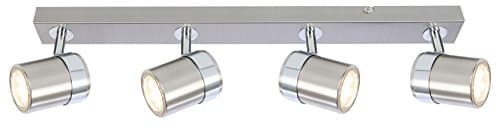 Image of UKEW Modern 4 Way Recessed Ceiling Spotlight - Straight Bar GU10 LED Compatible Adjustable Heads Light Fixture for Bedroom Kitchen Lounge (Satin)
