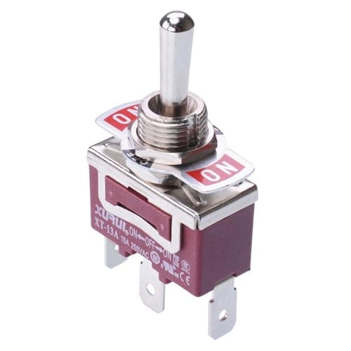 Image of (On)-Off-(On) Momentary SPDT Toggle Switch with Quick Connect 6.3mm Terminals 250V AC 15A (Quantity x 1)