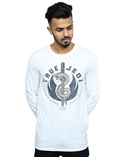 Image of Star Wars Men's The Rise of Skywalker True Jedi Blue Long Sleeved T-Shirt White Small